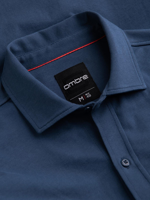 Ombre Clothing Синя мъжка риза от жарсе Ombre Clothing