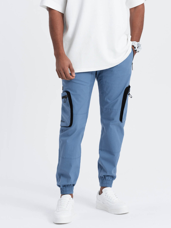 Ombre Clothing Сини мъжки товарни панталони Ombre Clothing