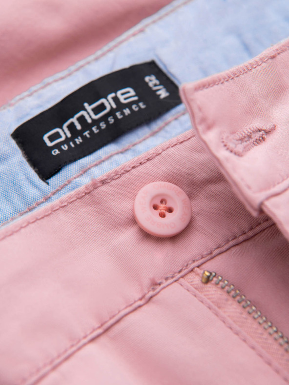 Ombre Clothing Розови мъжки къси панталони чино с подгъв от деним Ombre Clothing