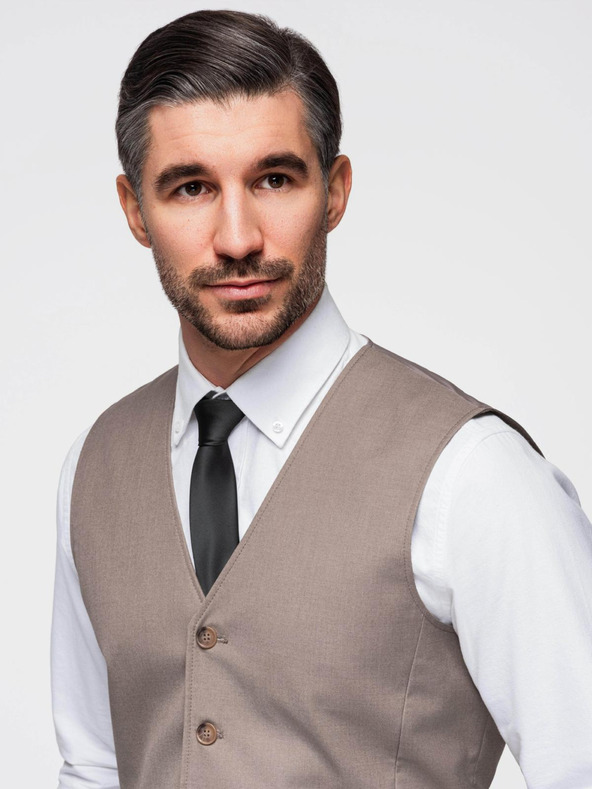 Ombre Clothing Бежова мъжка жилетка за костюм Ombre Clothing