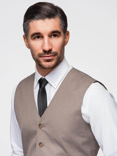 Ombre Clothing Бежова мъжка жилетка за костюм Ombre Clothing