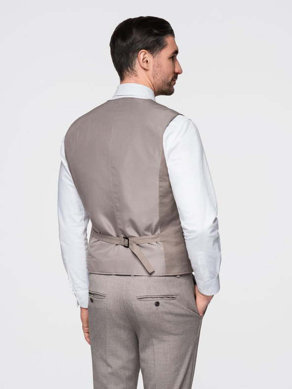 Ombre Clothing Бежова мъжка жилетка за костюм Ombre Clothing