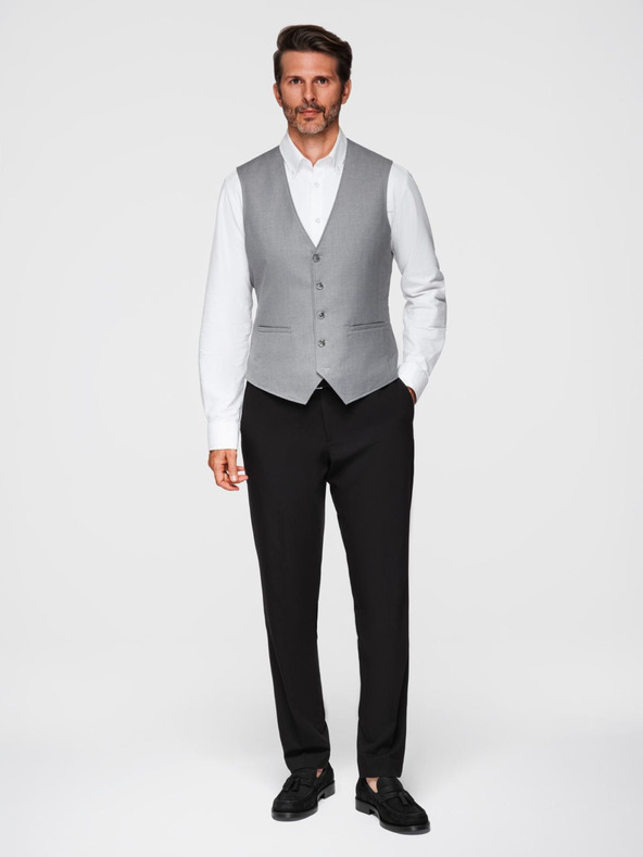Ombre Clothing Сива мъжка жилетка за костюм Ombre Clothing