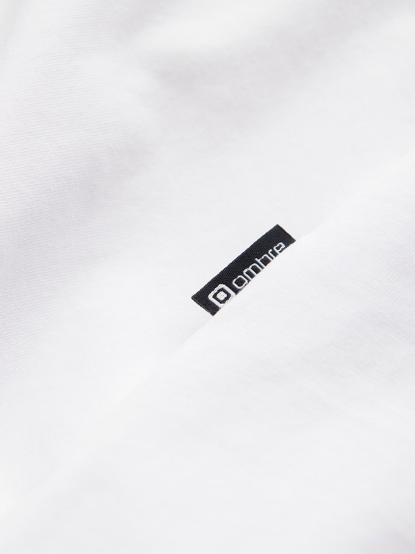 Ombre Clothing Бяла мъжка тениска с V-образно деколте Ombre Clothing