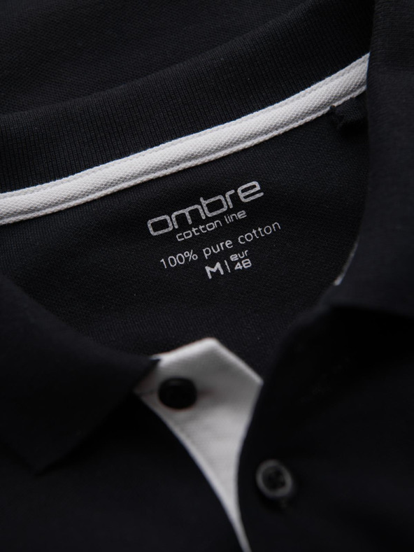 Ombre Clothing Черна мъжка поло риза Омбре Облекло