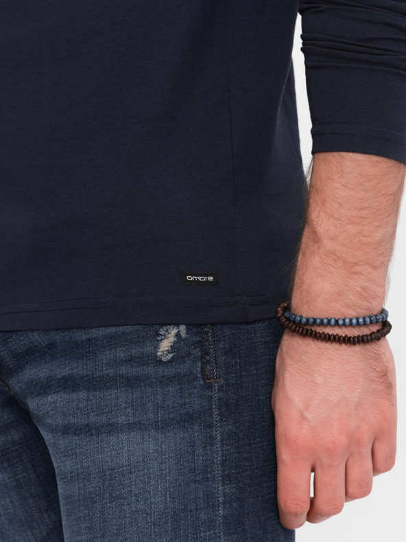 Ombre Clothing Тъмносиня мъжка риза с копчета Ombre Clothing HENLEY