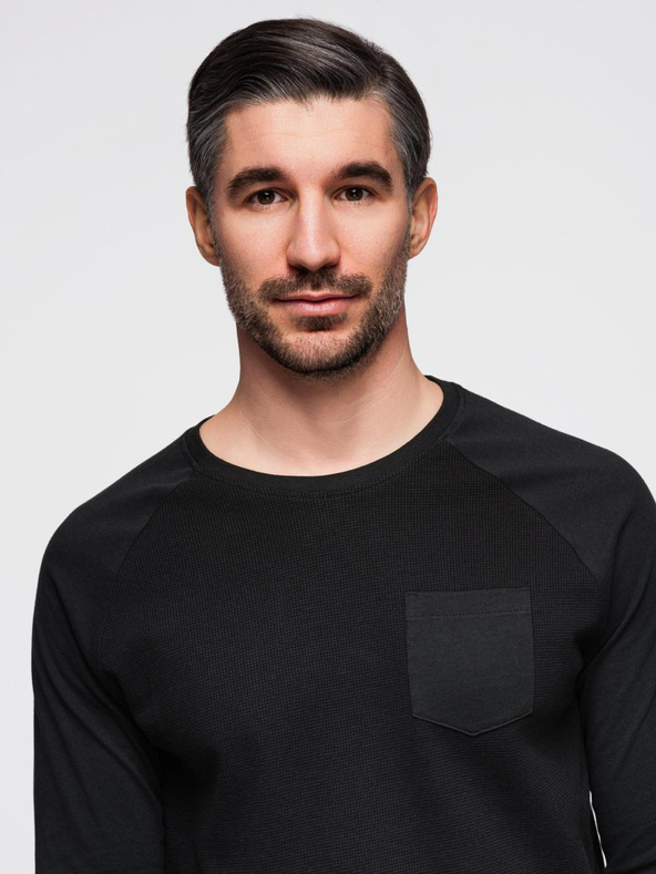 Ombre Clothing Черна мъжка основна риза с джоб Ombre Clothing