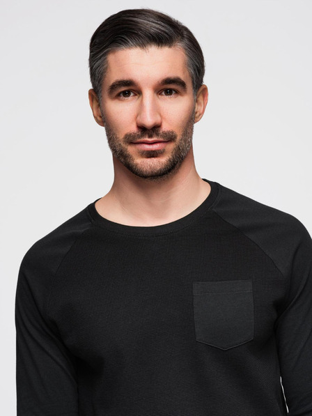 Ombre Clothing Черна мъжка основна риза с джоб Ombre Clothing