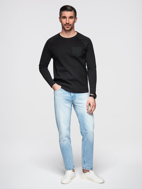 Ombre Clothing Черна мъжка основна риза с джоб Ombre Clothing