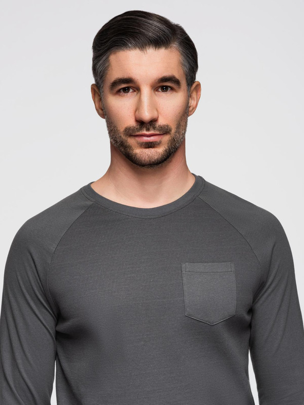 Ombre Clothing Тъмно сива мъжка основна риза с джоб Ombre Clothing