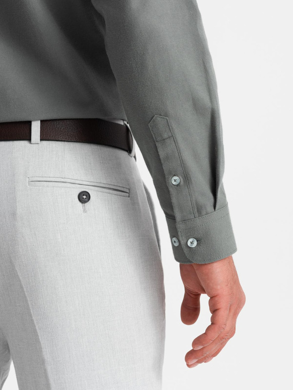 Ombre Clothing Мъжка риза Ombre Clothing в цвят каки