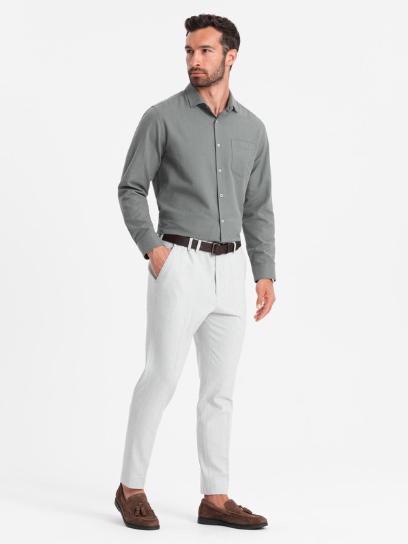 Ombre Clothing Мъжка риза Ombre Clothing в цвят каки