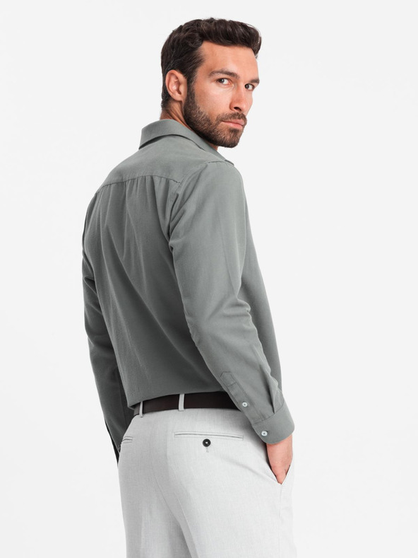 Ombre Clothing Мъжка риза Ombre Clothing в цвят каки