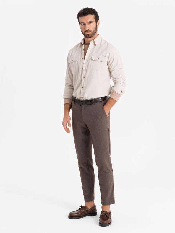 Ombre Clothing Кремава мъжка омбре риза за връхни дрехи