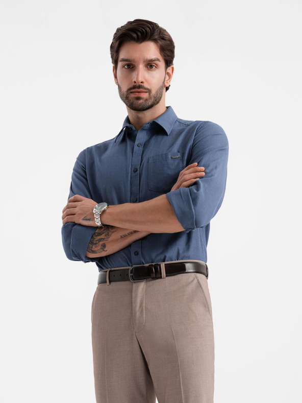 Ombre Clothing Тъмно синя мъжка риза Омбре Облекло