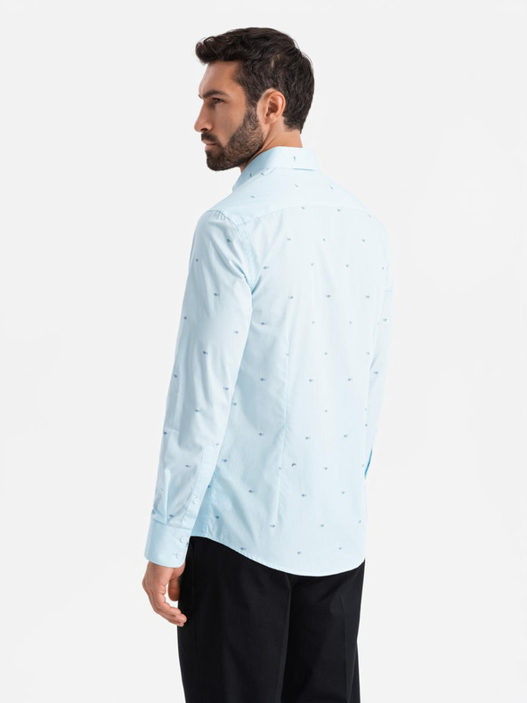 Ombre Clothing Светлосиня мъжка риза с шарки Ombre Clothing