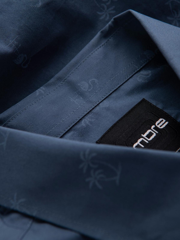 Ombre Clothing Тъмно синя мъжка фланелена риза с шарки Ombre Clothing