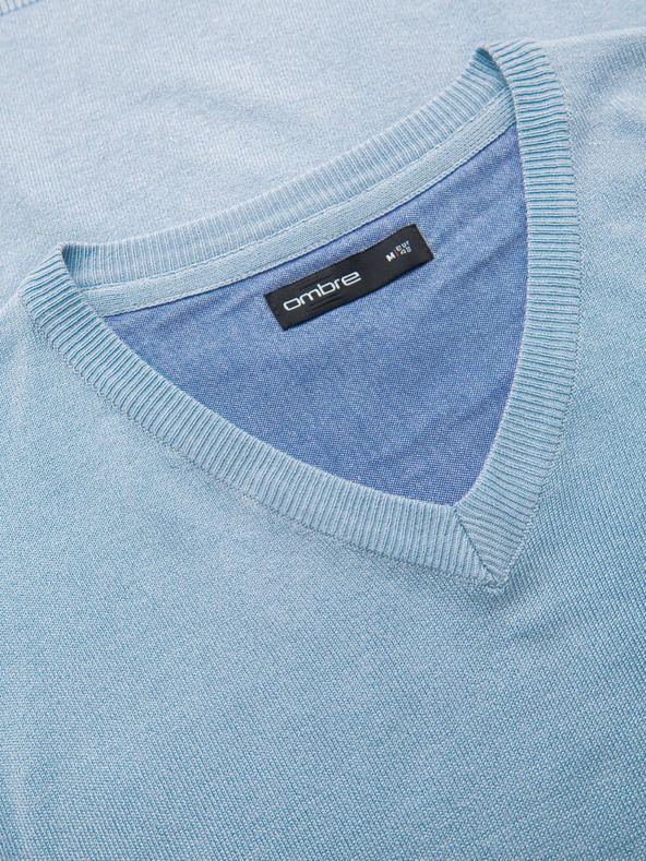 Ombre Clothing Светлосин мъжки пуловер с омбре облекло