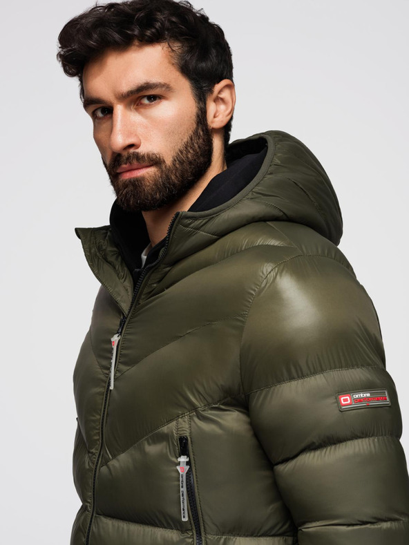 Ombre Clothing Тъмнозелено мъжко ватирано зимно яке Ombre Clothing