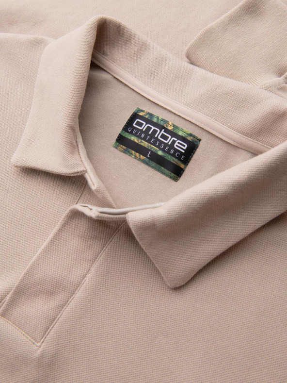 Ombre Clothing Бежов мъжки суитшърт с  яка Ombre Clothing