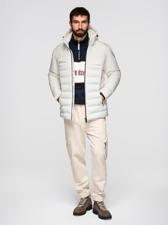 Ombre Clothing Кремаво мъжко ватирано зимно яке Ombre Clothing