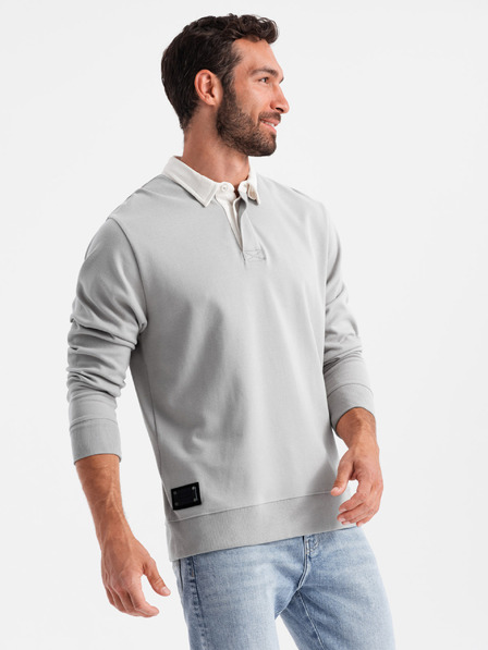 Ombre Clothing Светло сиво Мъжки суитчър с яка Ombre Облекло