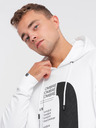 Ombre Clothing Бял мъжки суитшърт с качулка и щамп Ombre Clothing