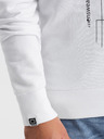 Ombre Clothing Бял мъжки суитшърт с качулка и щамп Ombre Clothing