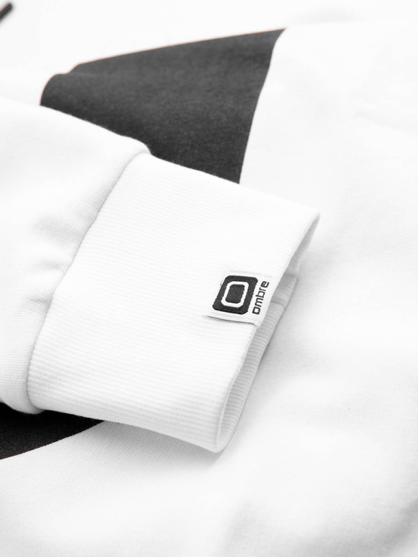 Ombre Clothing Бял мъжки суитшърт с качулка и щамп Ombre Clothing