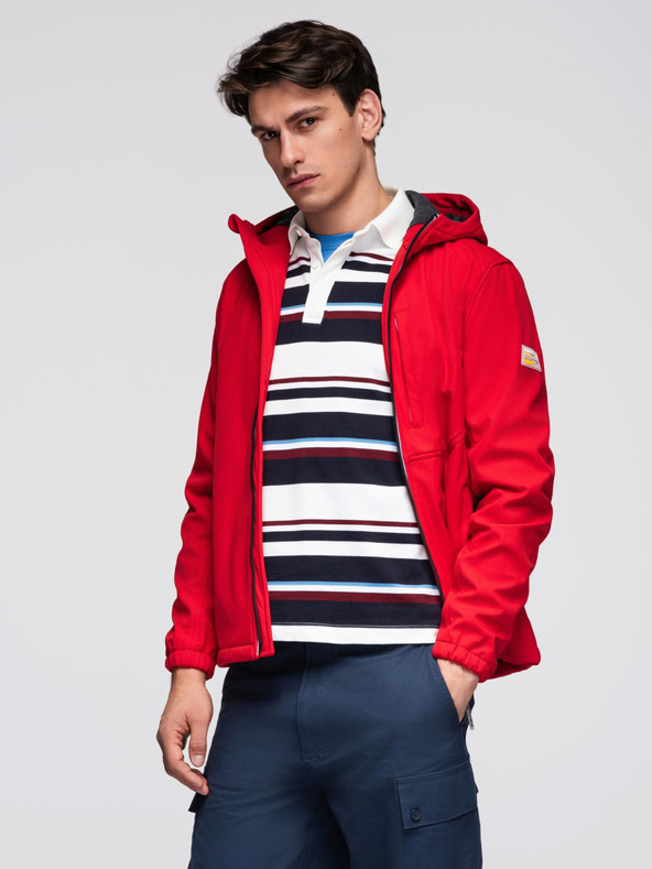 Ombre Clothing Червено мъжко софтшел яке Ombre Clothing