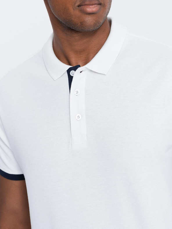 Ombre Clothing Бяла мъжка поло риза Ombre Clothing