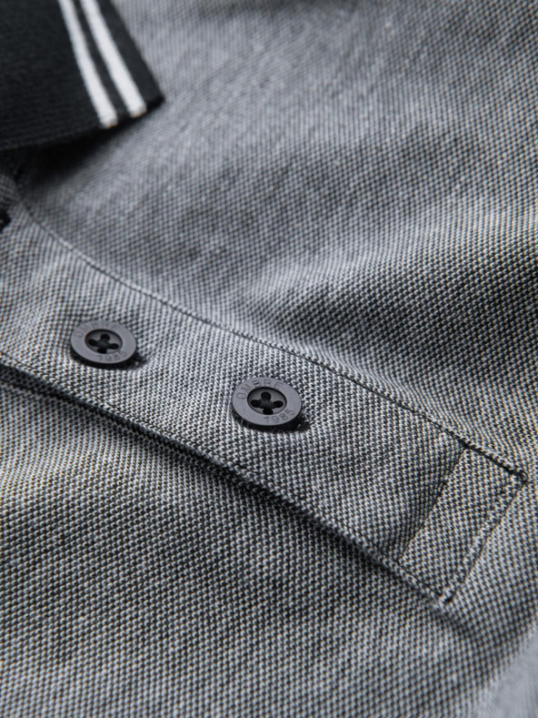 Ombre Clothing Черна мъжка поло риза на райета Ombre Clothing