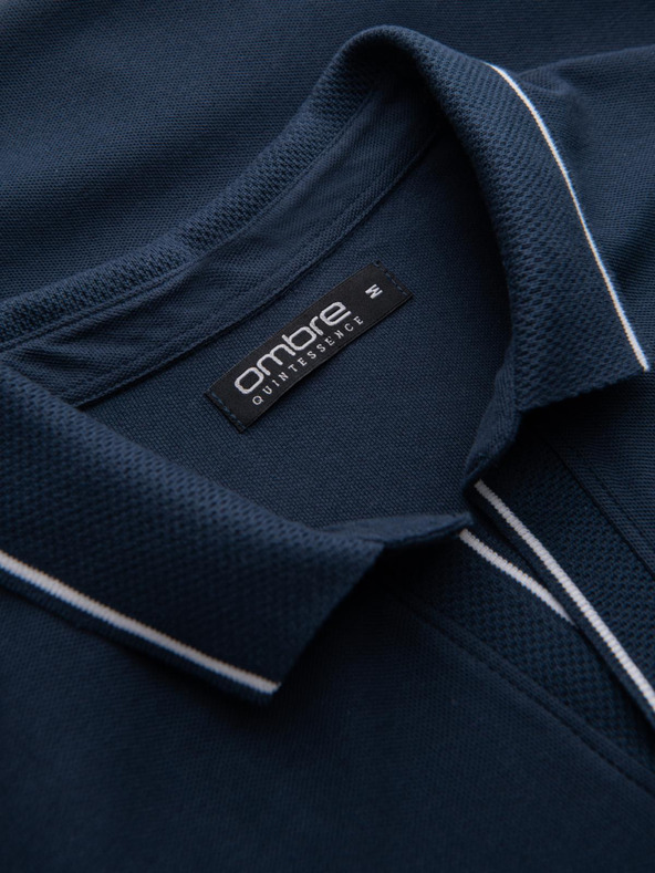 Ombre Clothing Тъмно синя мъжка поло риза без копчета Ombre Clothing