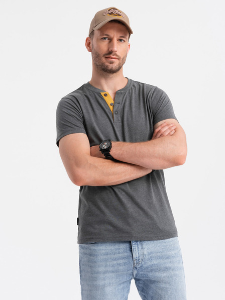 Ombre Clothing Сива мъжка тениска с кръгло деколте Ombre Clothing