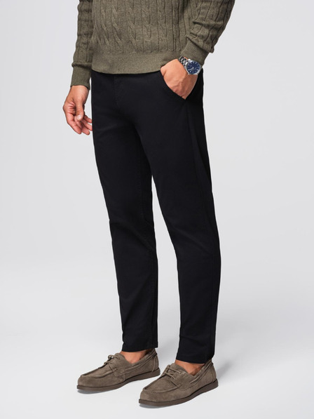 Ombre Clothing Черен мъжки панталон чино с декоративен колан Ombre Clothing