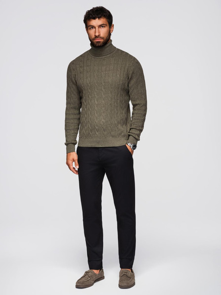 Ombre Clothing Черен мъжки панталон чино с декоративен колан Ombre Clothing