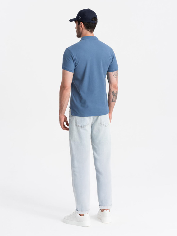 Ombre Clothing Синя мъжка основна поло риза Ombre Clothing