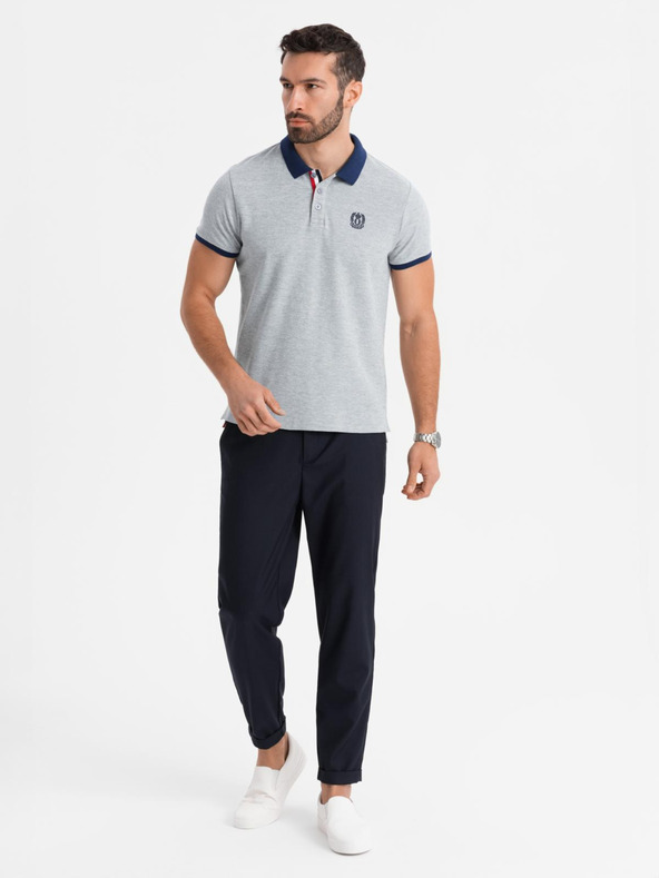 Ombre Clothing Сива мъжка поло риза Ombre Clothing