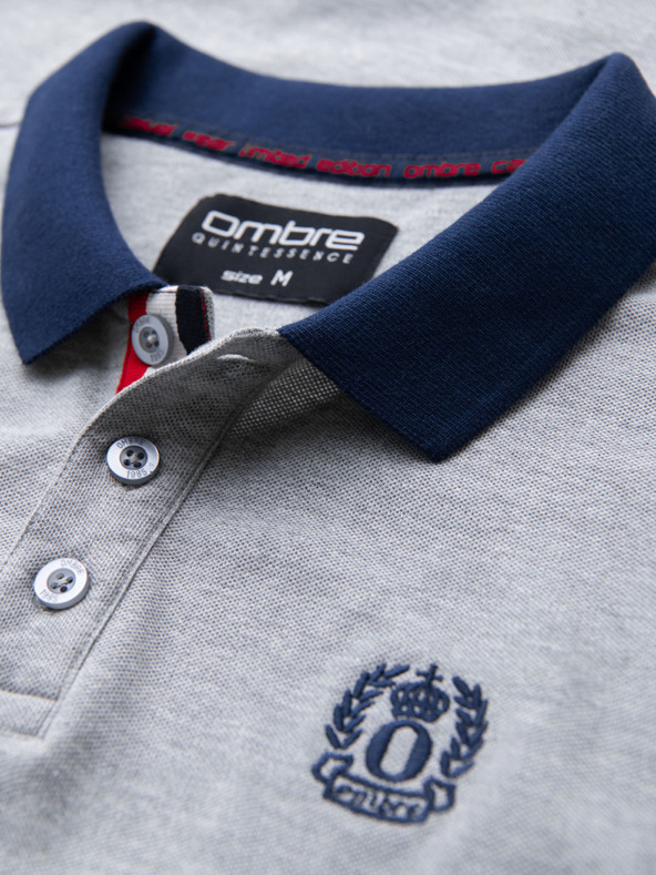 Ombre Clothing Сива мъжка поло риза Ombre Clothing