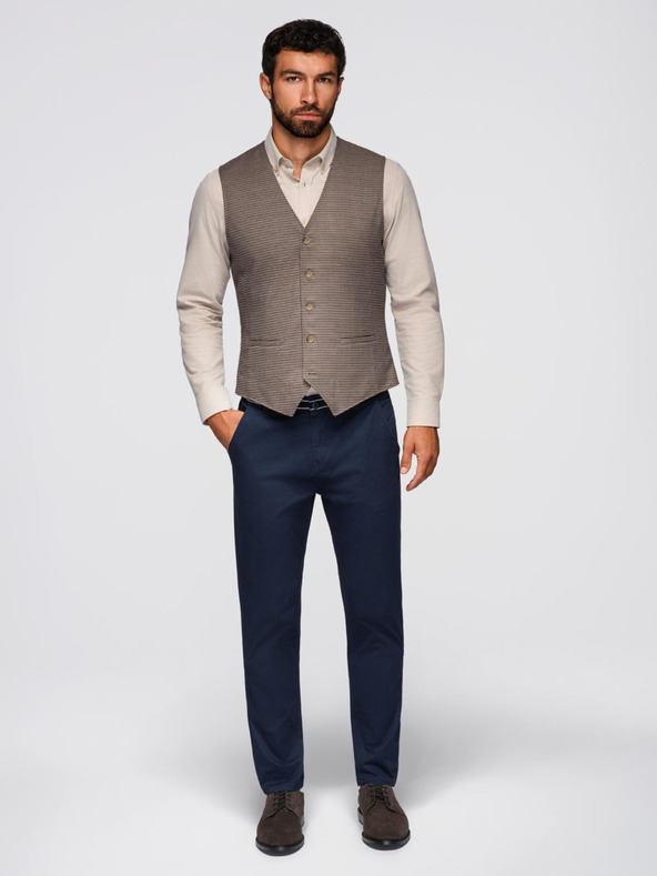 Ombre Clothing Тъмносин мъжки панталон чино с декоративен колан Ombre Clothing