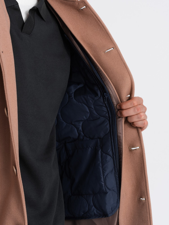 Ombre Clothing Мъжко едноредно палто с яка и долнище Ombre Clothing