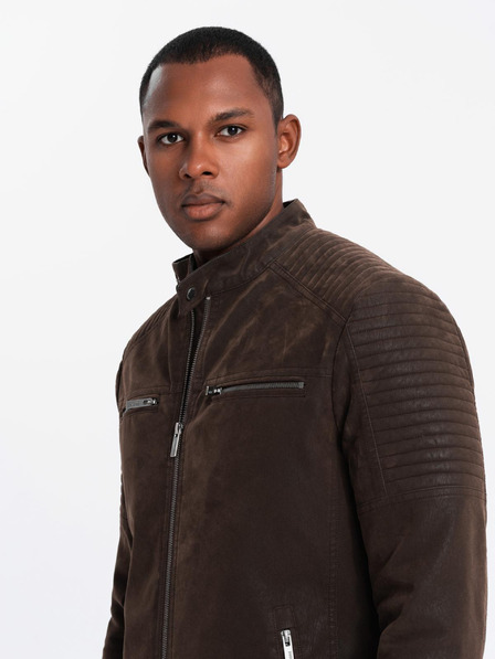 Ombre Clothing Мъжко ретро байкърско яке със стояща яка Ombre Clothing V1 OM-JAFL-0197