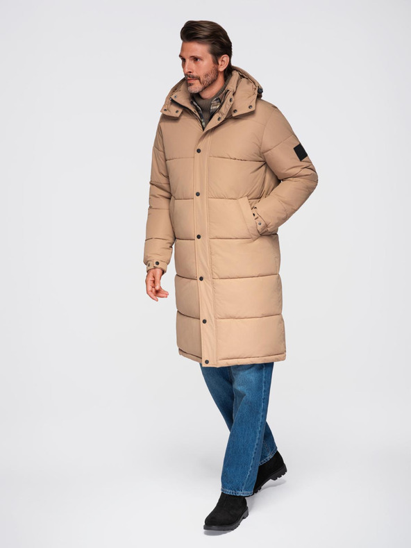 Ombre Clothing Мъжко ватирано дълго яке тип "парка" с подвижна качулка Ombre Clothing