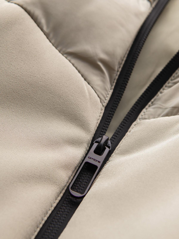 Ombre Clothing Мъжко ватирано яке с висока яка бежово Ombre Clothing