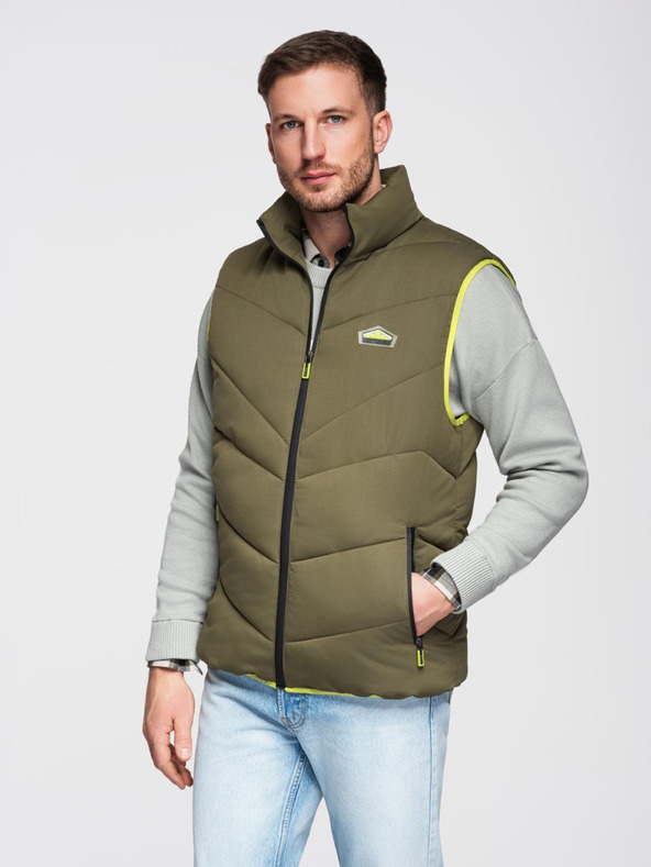 Ombre Clothing Мъжка ватирана жилетка с неонови акценти Ombre Clothing