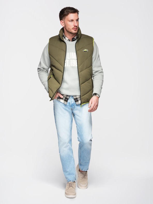 Ombre Clothing Мъжка ватирана жилетка с неонови акценти Ombre Clothing