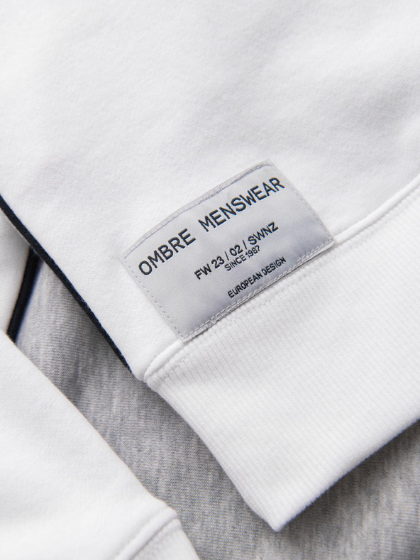 Ombre Clothing Сив и бял мъжки суитшърт Ombre Clothing