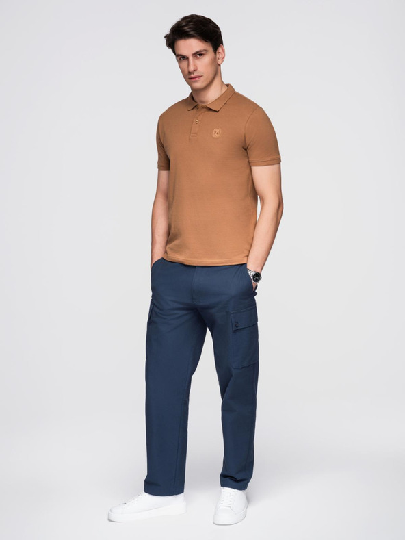 Ombre Clothing Кафява мъжка основна поло тениска Ombre Clothing