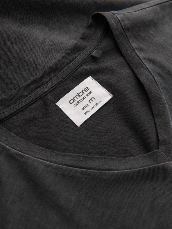 Ombre Clothing Черна мъжка тениска на райета Ombre Clothing