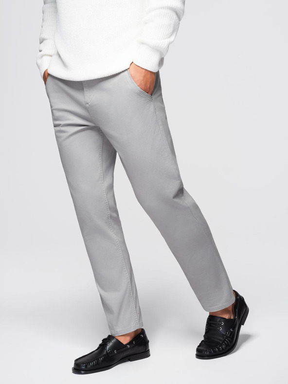 Ombre Clothing Светлосиви мъжки панталони чино с декоративен колан Ombre Clothing